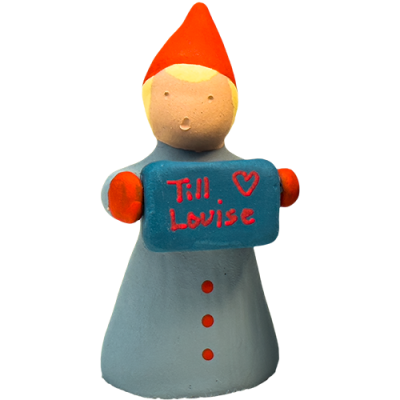 Tomteflicka med namnad julklapp